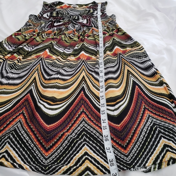 Chicos Womens V-Neck Sleeveless Geometric Print Stretch Midi Dress Size L - Picture 7 of 10
